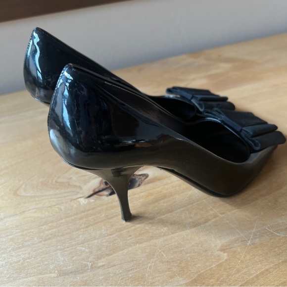 PRADA PATENT LEATHER PUMP COQUETTE GIRLY OLD MONEY QUIET LUXURY PEEP TOE  37-7 - Picture 8 of 13